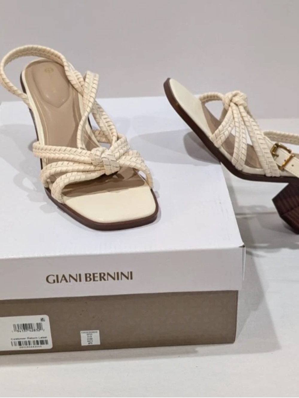 Giani Bernini Ivory Braided Strap Slingback Mules
